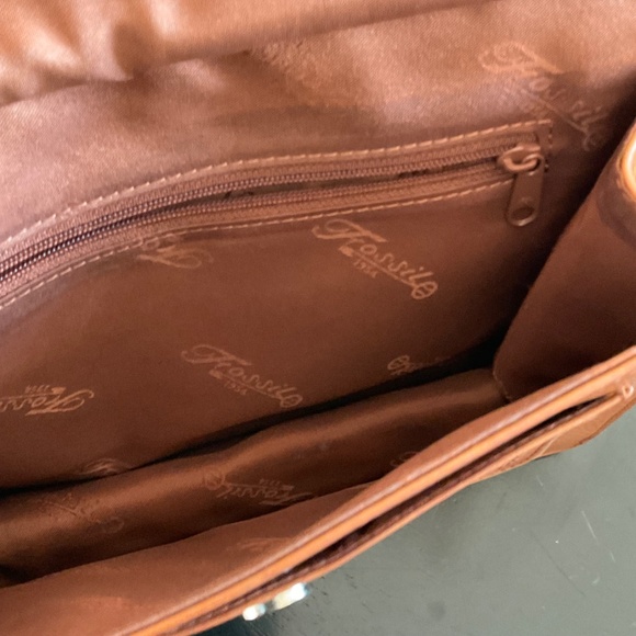 Vintage Y2K cognac brown Fossil | Leather Crossbody Purse bag satchel - Picture 3 of 15